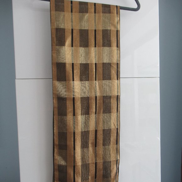 Anne Klein Metallic Rayon Rectangular Scarf 10" x 60" Gold Black Color NWOT - Picture 6 of 11